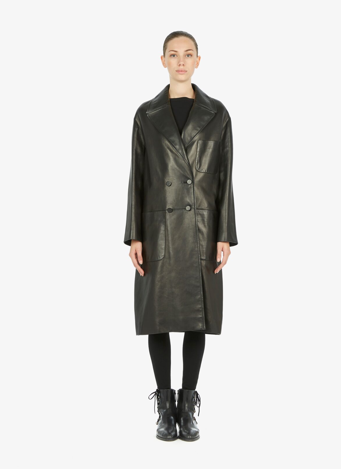 Alaïa Edition 1988 Tailored Men'S Style Leather Coat ALAÏA BLACK ALAÏA EDITION 1988 TAILORED MEN'S STYLE LEATHER COAT